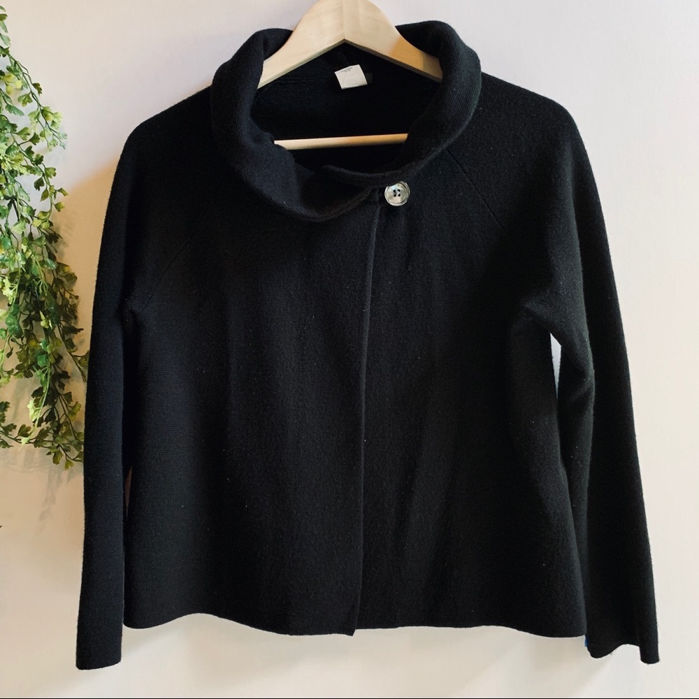 J. Crew | Black Top Button Sweater Jacket